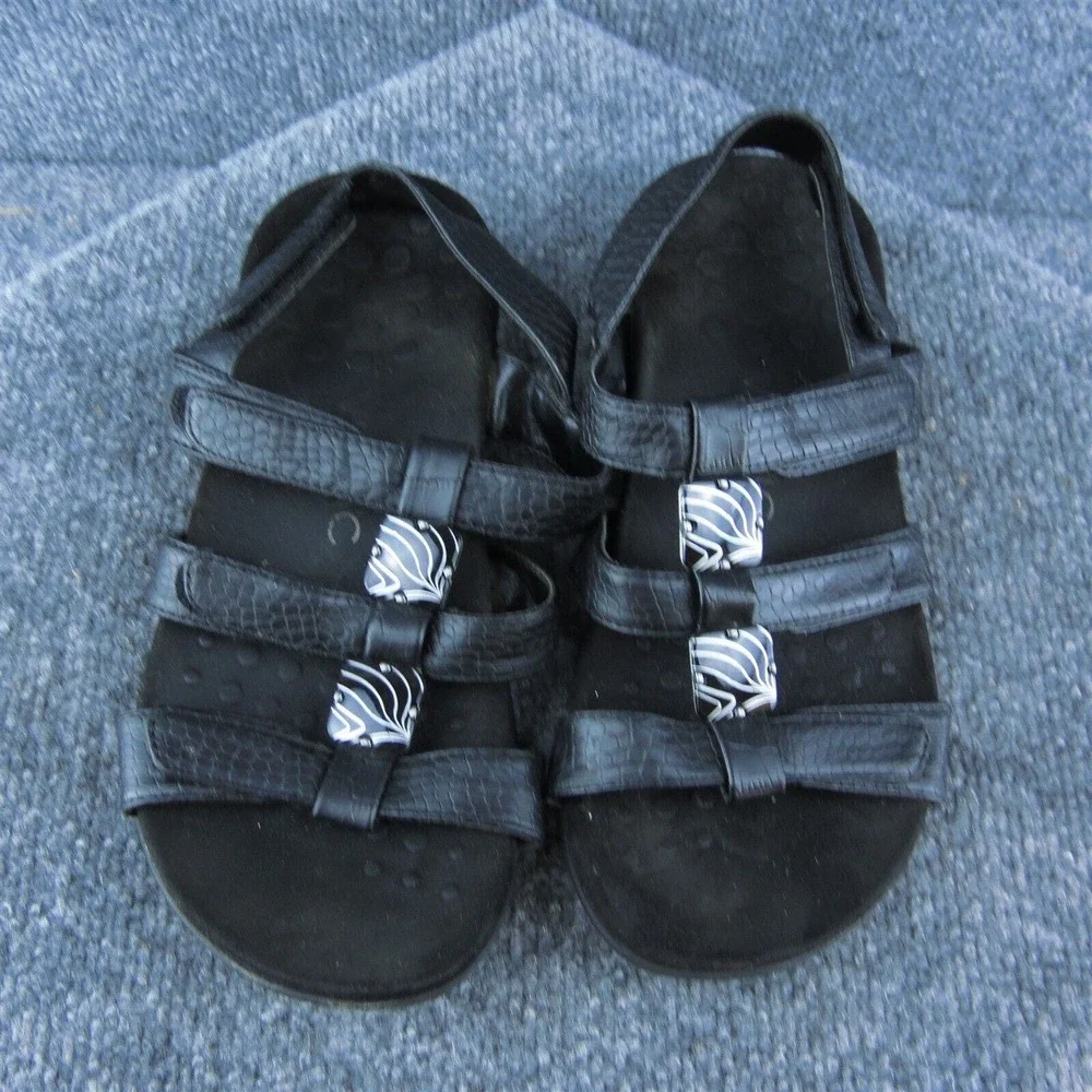 Vionic Amber Women Gladiator Sandal Shoes Black‎ Synthetic Size 6 Wide